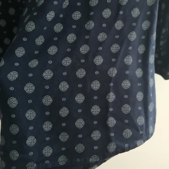 Rails Abby Rayon Button Up Blouse with Neck Tie Navy Floulard Print Small - Picture 11 of 16